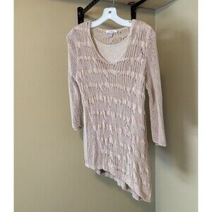 Roz & Ali Sweater W/Tank Top Woman Beige  3/4 sleeve V Neck Top Size Large